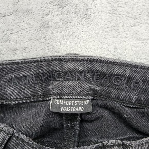 American Eagle Jeans Womens 000 Black High Rise Mom Distressed Tapered Stretch - Picture 6 of 14